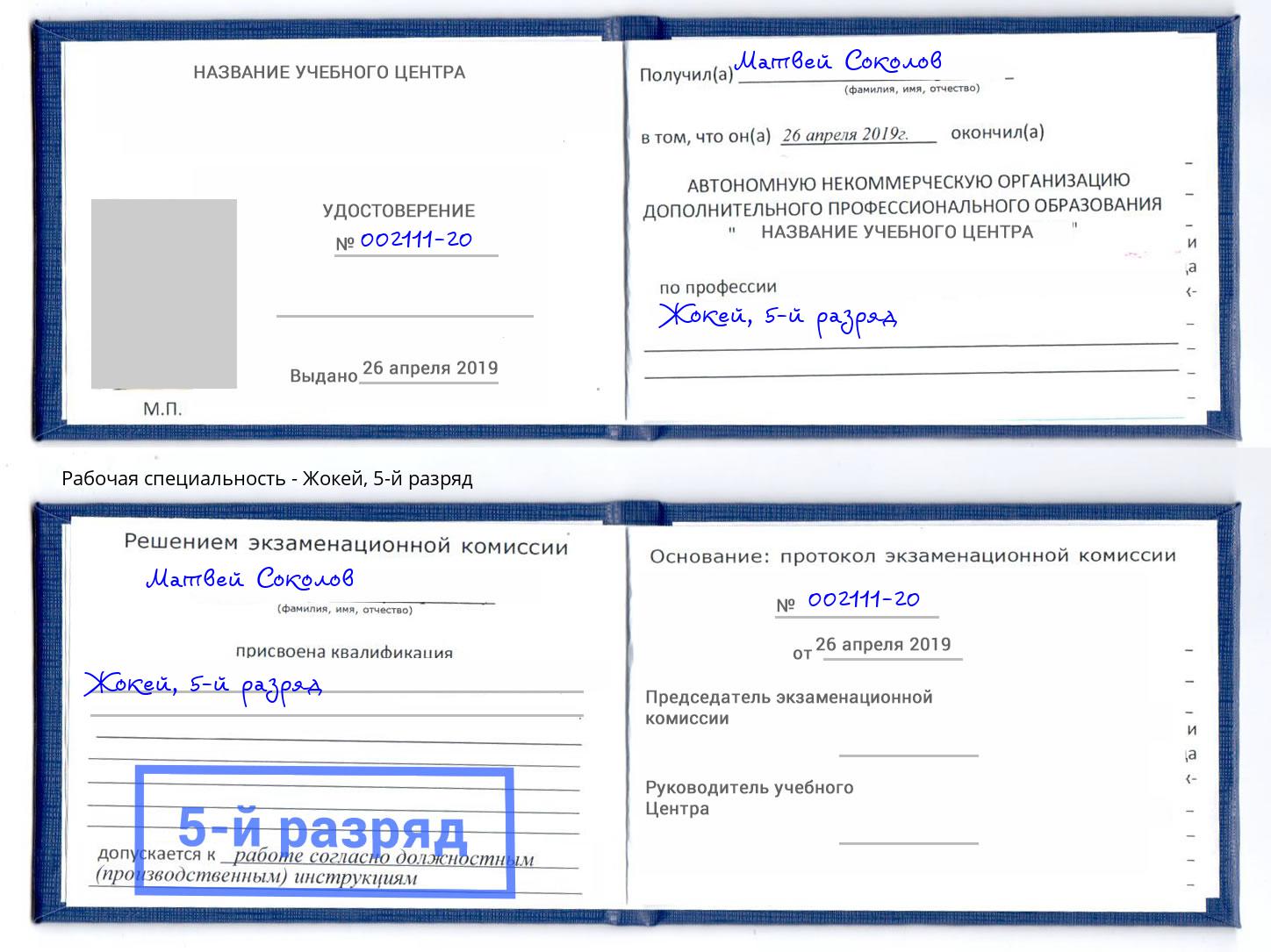 корочка 5-й разряд Жокей Мегион