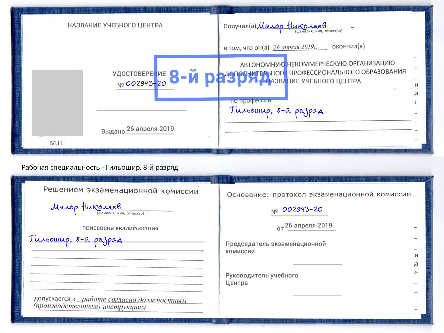 корочка 8-й разряд Гильошир Мегион